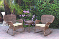 Windsor Honey Wicker Rocker End Table Set with Chair Cushion, Ivory T970275