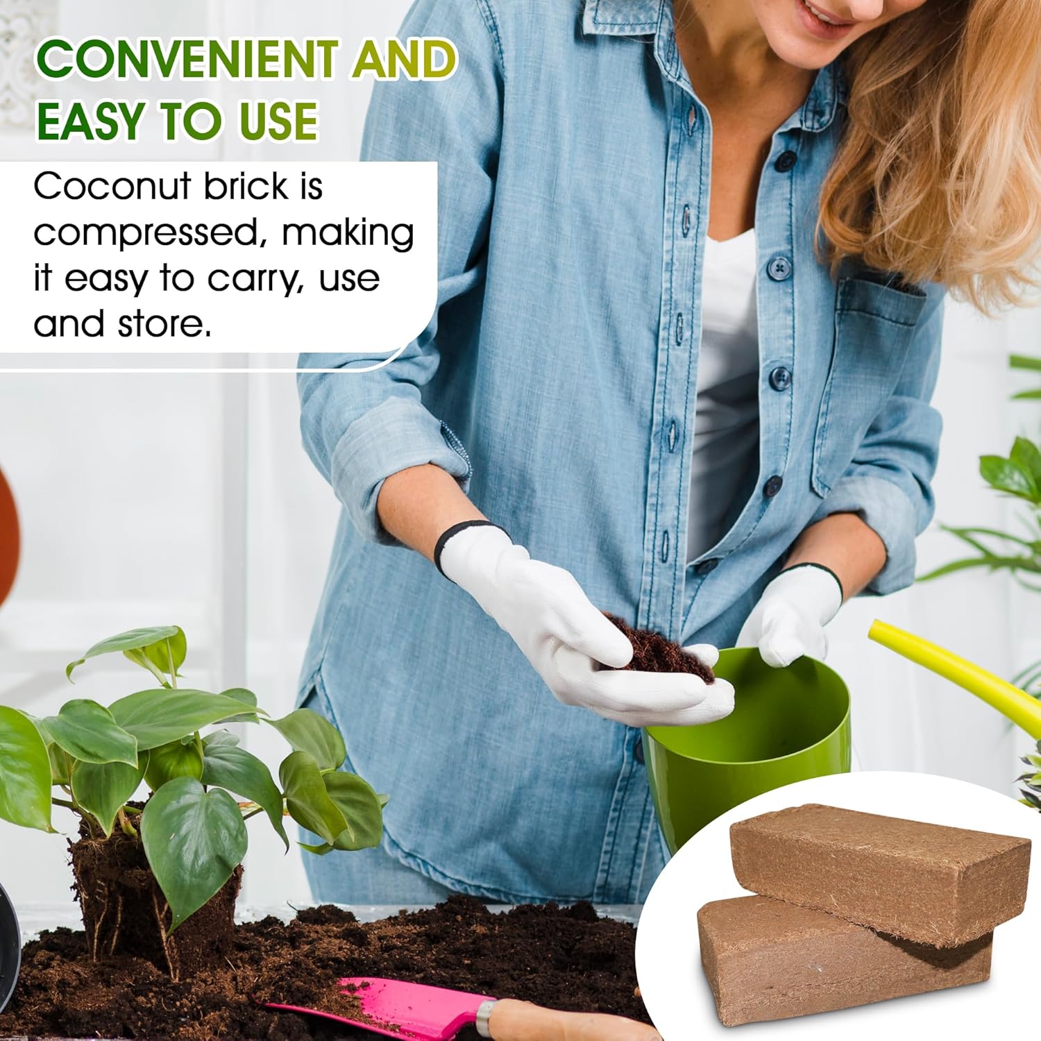 4 Pcs 100% Organic Compressed Coconut Coir Bricks Z6111