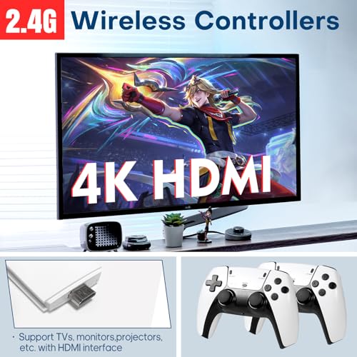 Retro Gaming Console with 20000+ Classic Video Games, 64G Storage, 4K HDMI Output and 2.4GHz Wireless Controller Q32442