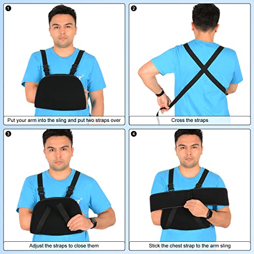 Adjustable Arm Sling Shoulder Immobilizer Support Brace, Black L51957