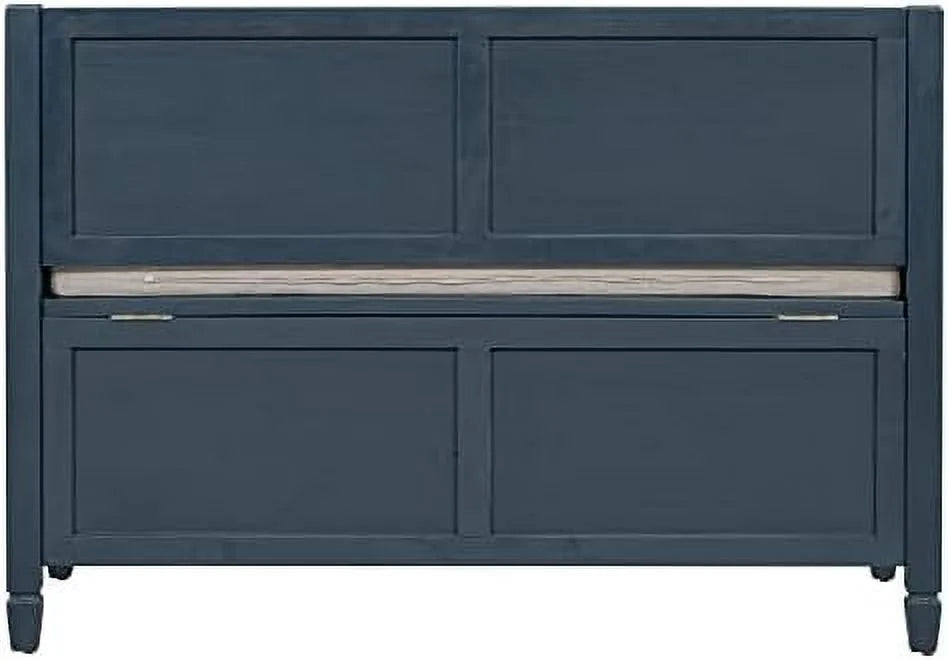 Rustic Entry Bench with Hidden Compartments and Removable Cushion (Antique Navy) K32898