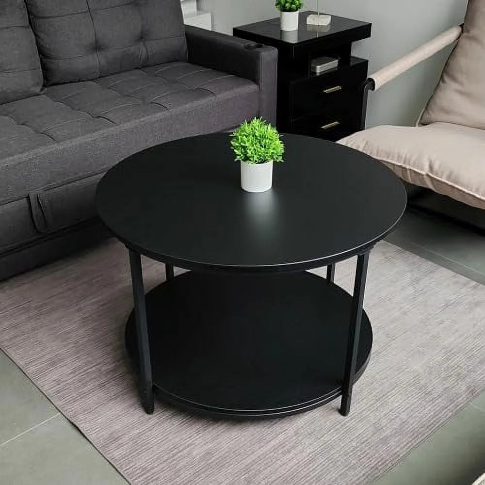 31.5 inch 2-Tier Rustic Wood Coffee Table with Open Shelf G5489