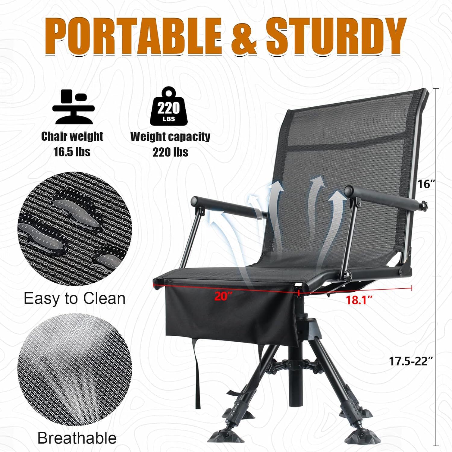 Folding Hunting Blind Chair with 360 Degree Swivel and Adjustable Height B8586