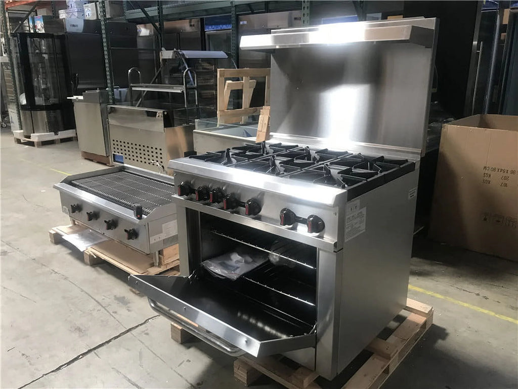 6 Burner Commercial Range and Oven, Stainless Steel, 211000 BTU B604