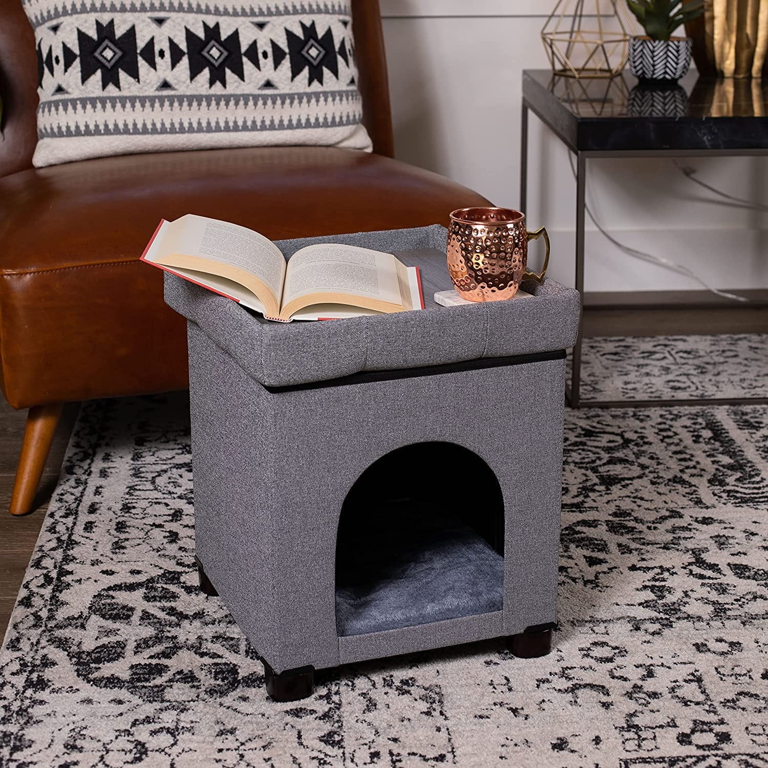 Pet House Bench Ottoman Cat Dog Furniture Bed Footstool Cozy Condo Cave X286