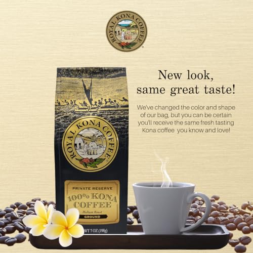 2-PACK 100% Hawaiian Kona Coffee Medium Roast Ground - 7 Ounce Bags (Pack of Two) V45663