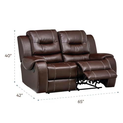 Cambridge Brown Faux Leather Double Reclining Loveseat I4587
