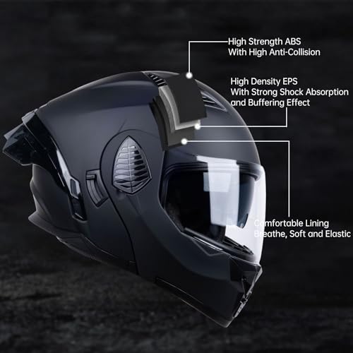 Matt Black X-Large Full Face Modular Motorcycle Helmet Y3262