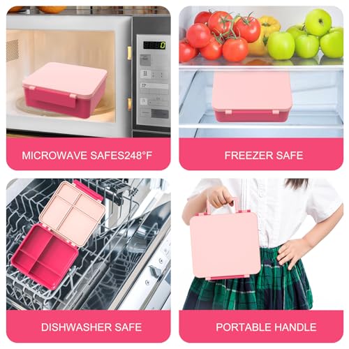 Pink Bento Lunch Box with 8oz Soup Thermo and 4 Compartment L86072