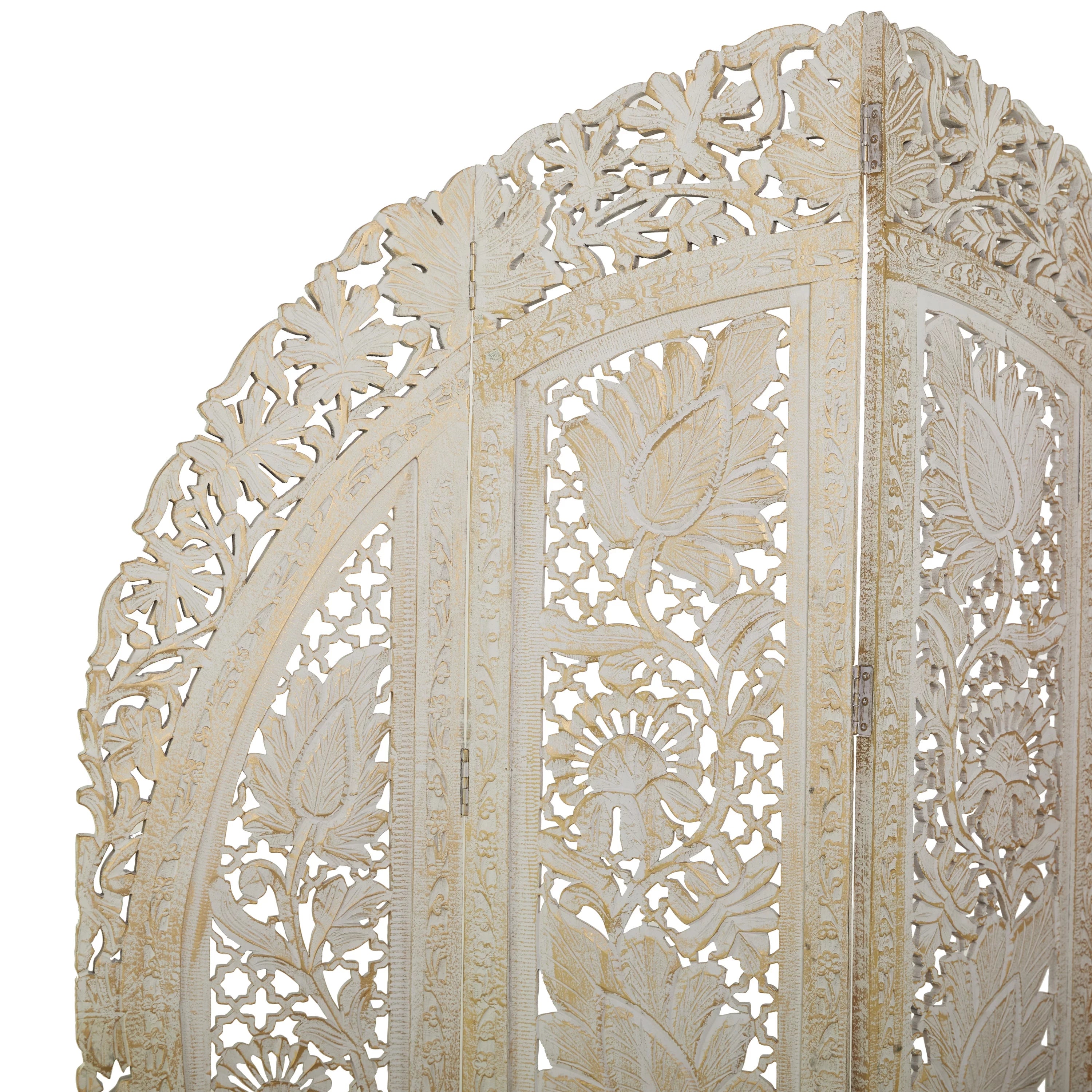 White Wood Arched 4 Panel Room Divider Screen G292