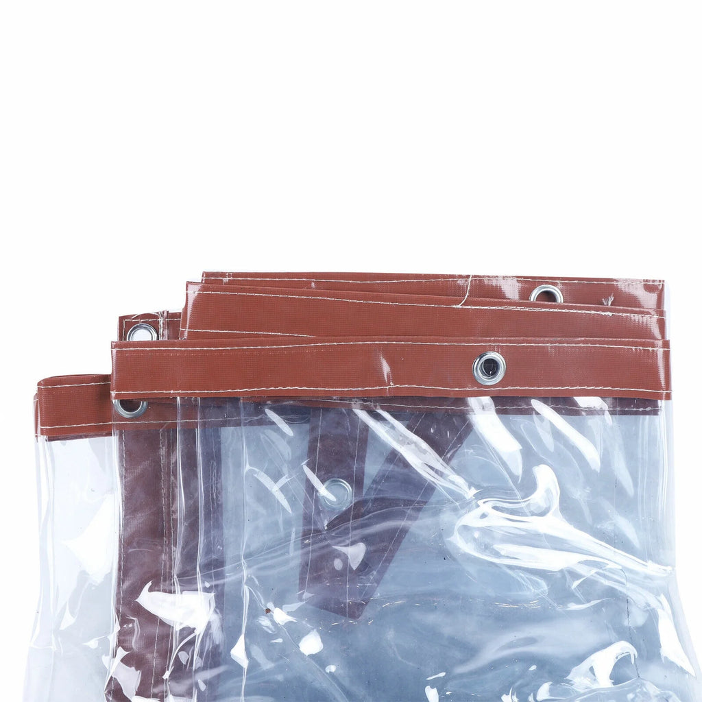Brown PVC Clear Awning Canopy Curtain Enclosure Tarpaulin H9335