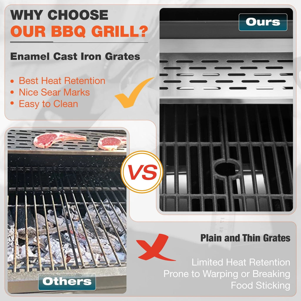 Dual Fuel Gas and Charcoal Grill Combo with Side Burner U5718