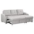 80.3" Linen Fabric Pull Out Sofa Bed with Storage Chaise Q51521