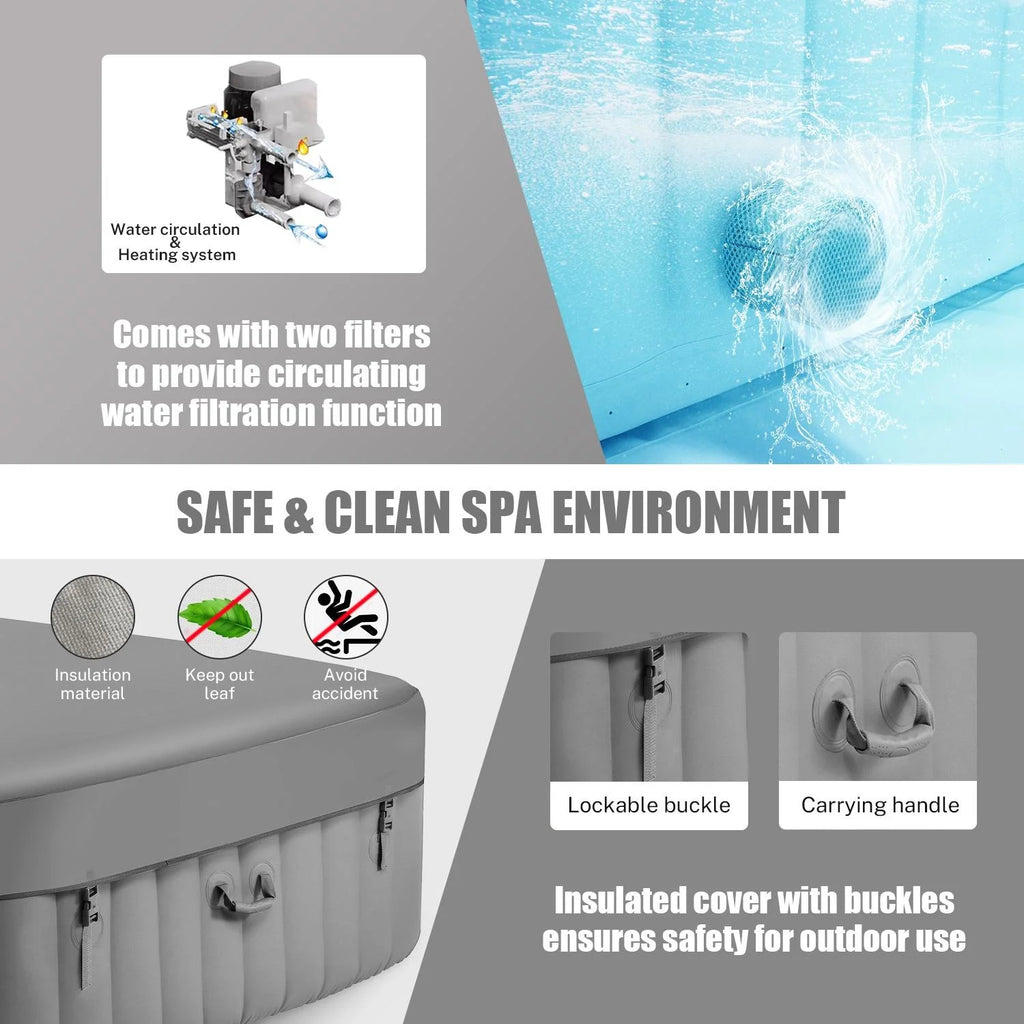 Inflatable Hot Tub with Lockable Cover Z90418