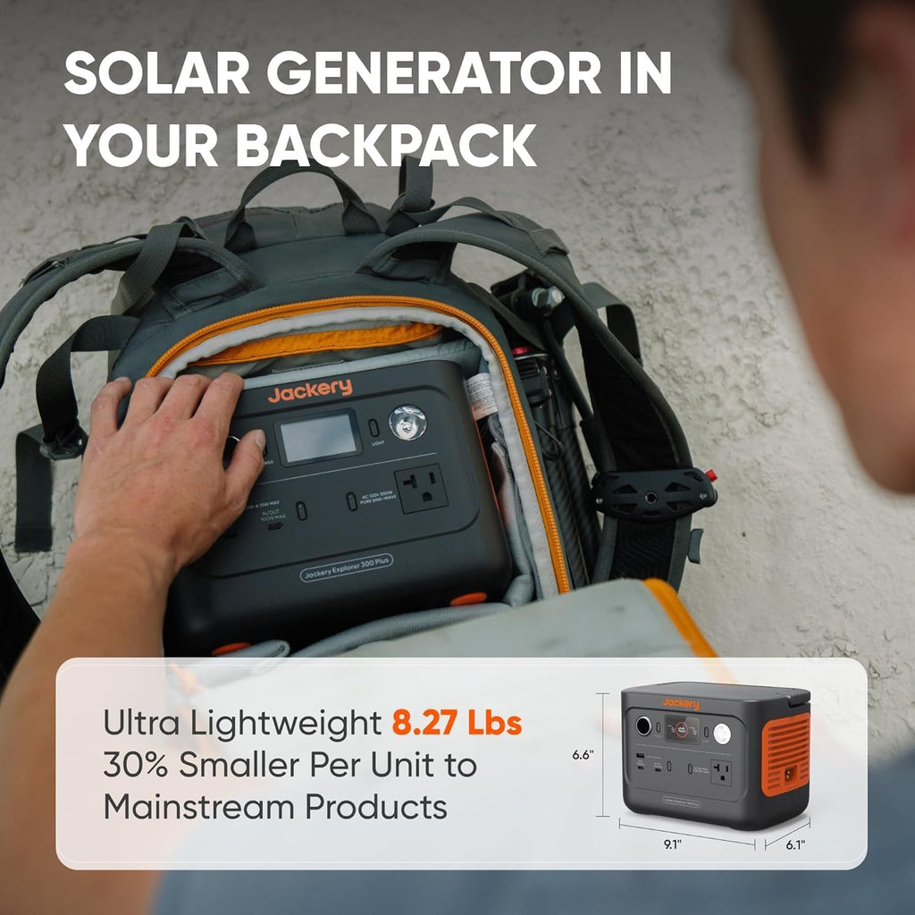 Portable Power Station with 40W Solar Panel, 288Wh LiFePO4 Battery, 300W AC Outlet O3224