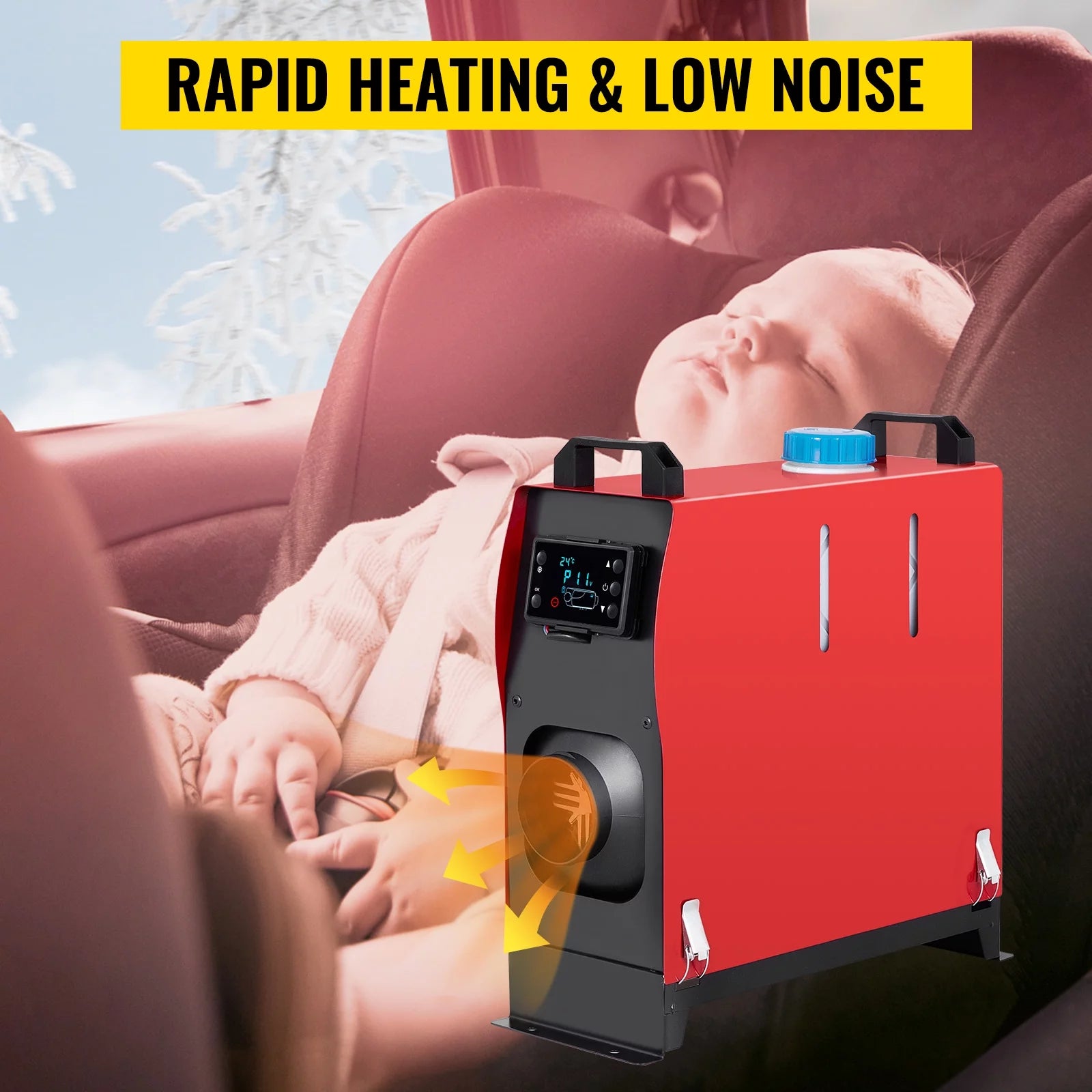 12V 5KW Diesel Air Heater with Black LCD Switch, Muffler, Wireless Control T41335