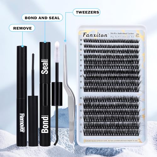 320pcs Individual Lashes D Curl Eyelash Extension Kit with Bond and Seal and Tweezers Y94682
