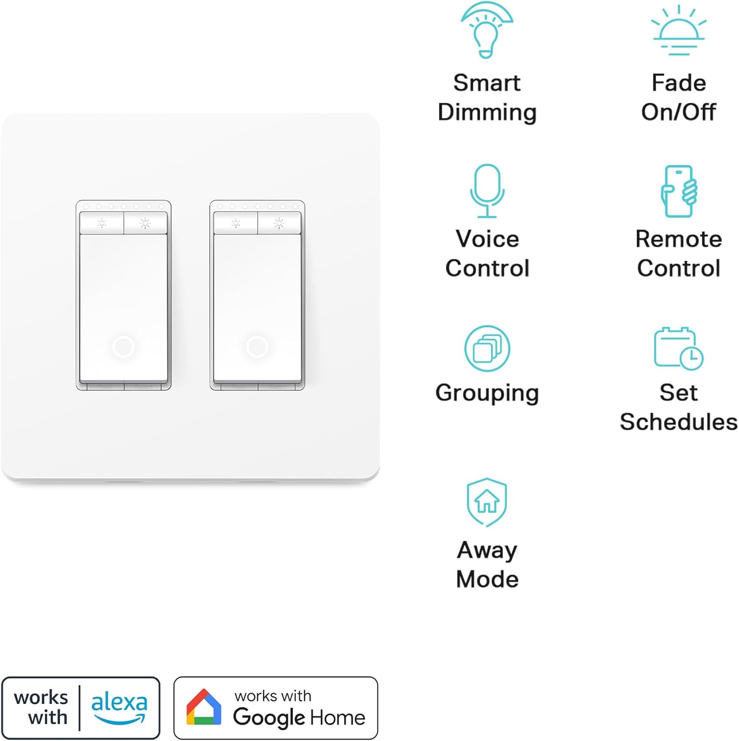 White 2-Gang Smart Dimmer Switch G7312