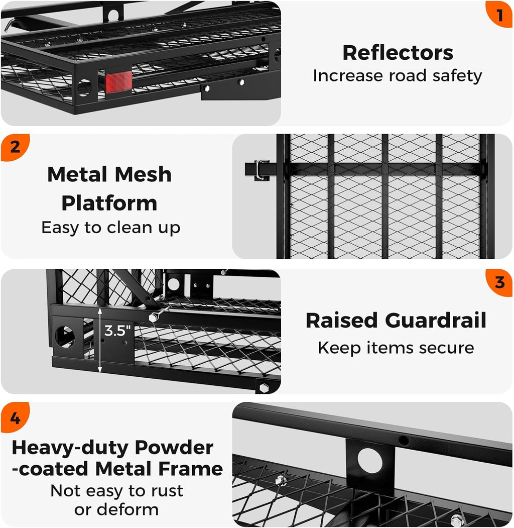 500 LBS Capacity Heavy-Duty Hitch Mount Mobility Scooter Carrier with Foldable Ramp P24996