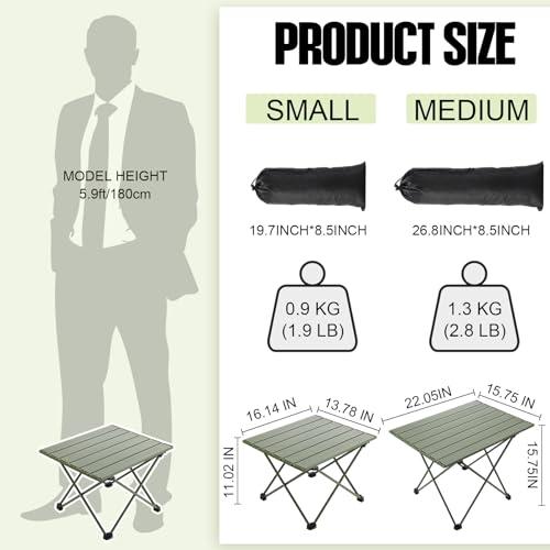 2 Pcs Portable Folding Aluminum Camping Table with Carry Bag (Black) F864