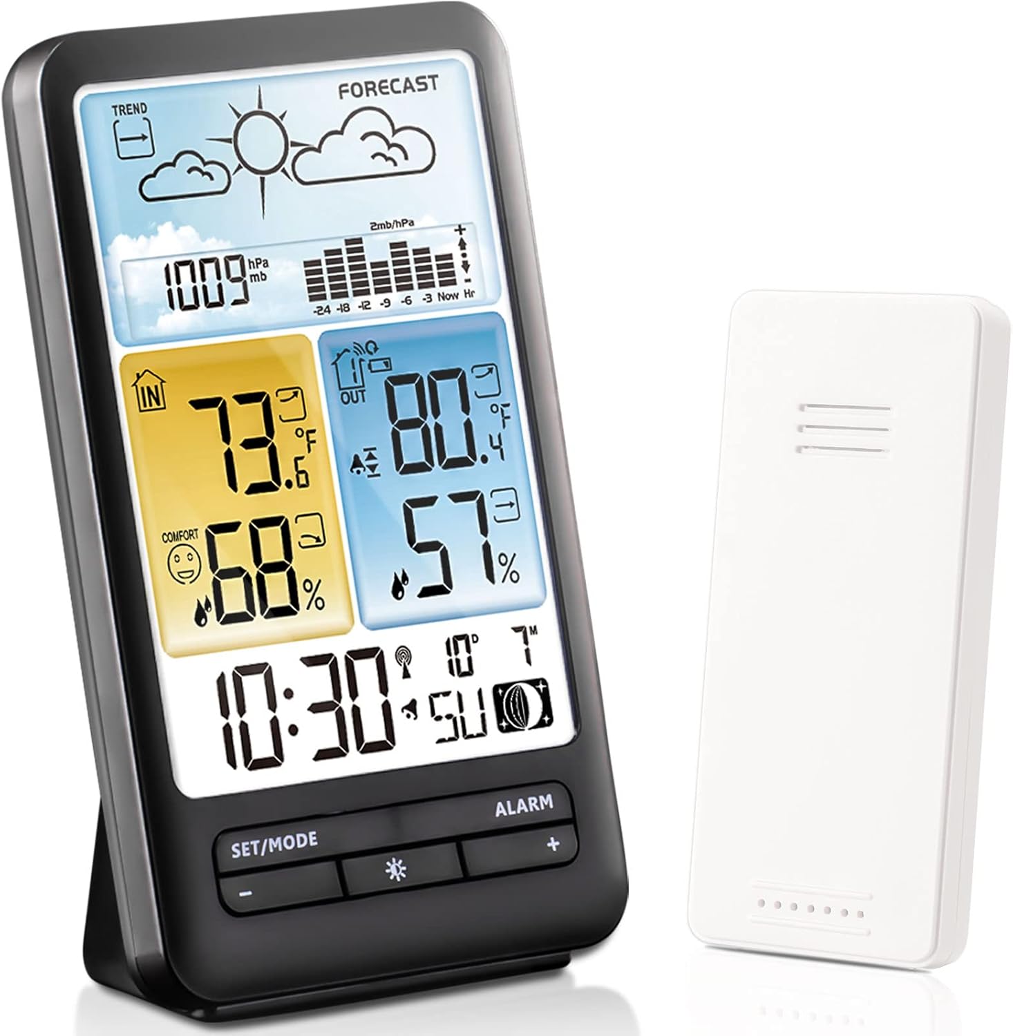 Wireless Color Display Indoor Outdoor Weather Station with Atomic Clock C5686