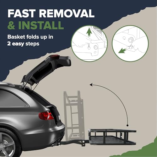 Black Folding Hitch Mount Cargo Rack Carrier 500 Lbs Capacity 2 Inch Receiver S2742