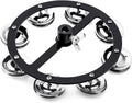 5.5 Inch Mountable Cymbal Hi-hat Tambourine with Single Row 8-pair Stainless Steel Jingles Black U5759