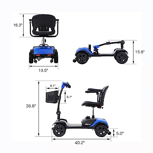 Red 4 Wheel Lightweight Electric Mobility Scooter with Extended Battery and Basket M28013