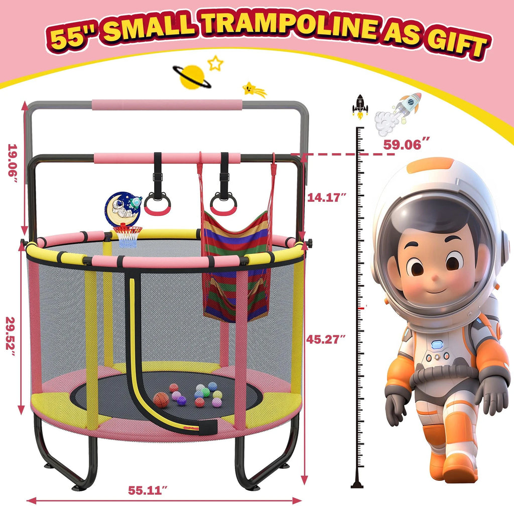 Mini Trampoline with Enclosure and Basketball Hoop D305