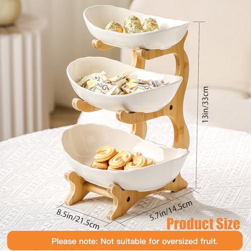 3 Tier White Ceramic Fruit Basket B301