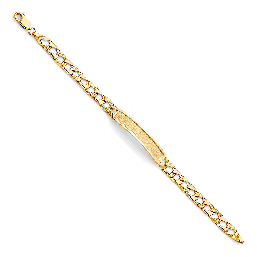 14k Yellow Gold Polished Cuban Link ID Bracelet A4895