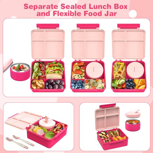 Pink Bento Lunch Box with 8oz Soup Thermo and 4 Compartment L86072