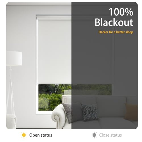 White Cordless Blackout Roller Blind S98507