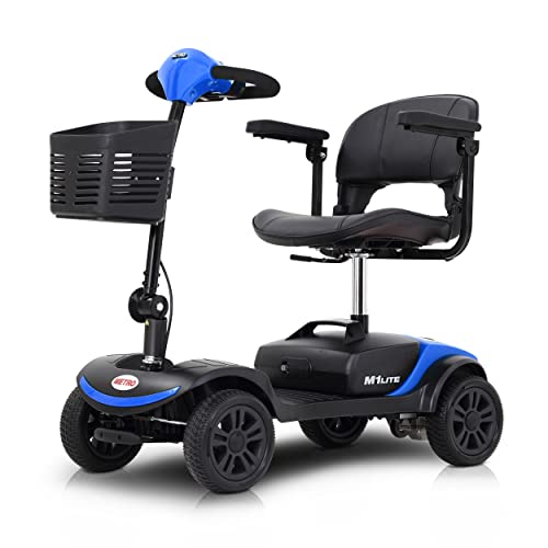 Red 4 Wheel Lightweight Electric Mobility Scooter with Extended Battery and Basket M28013