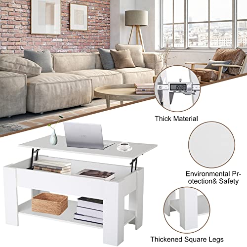 Black Wooden Lift Top Coffee Table with Storage Shelf K89758