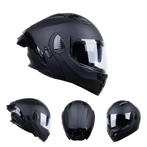 Matt Black X-Large Full Face Modular Motorcycle Helmet Y3262