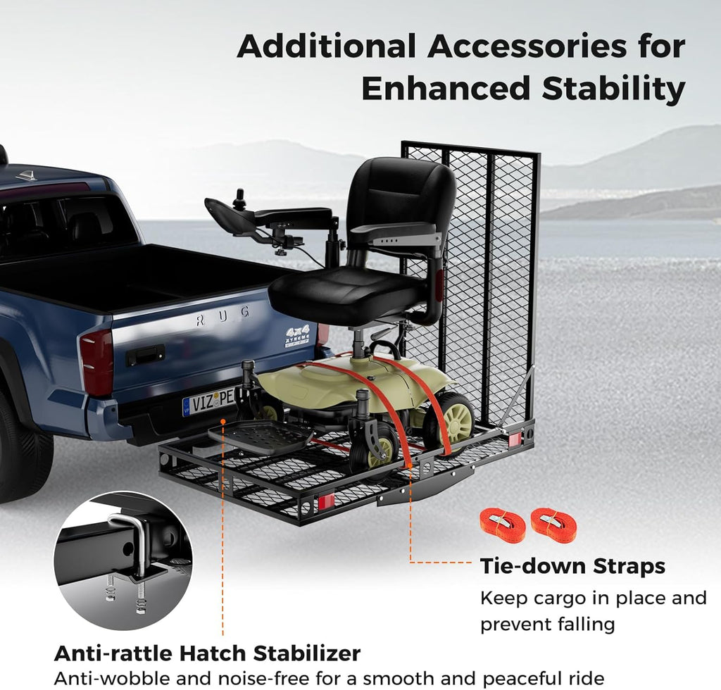 500 LBS Capacity Heavy-Duty Hitch Mount Mobility Scooter Carrier with Foldable Ramp P24996