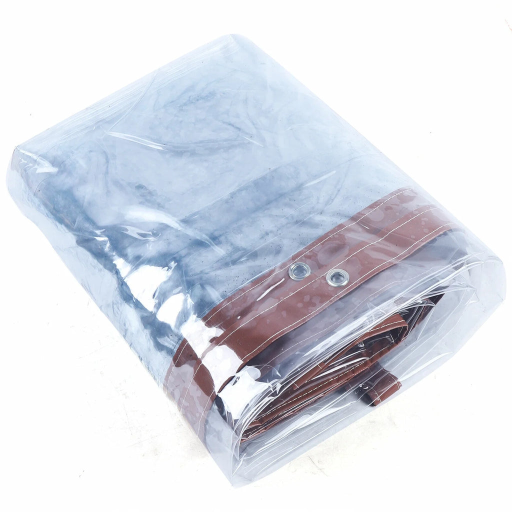 Brown PVC Clear Awning Canopy Curtain Enclosure Tarpaulin H9335