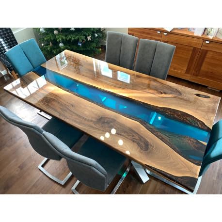 Blue Resin Epoxy Dining Table 36 x 20 Inches G6096
