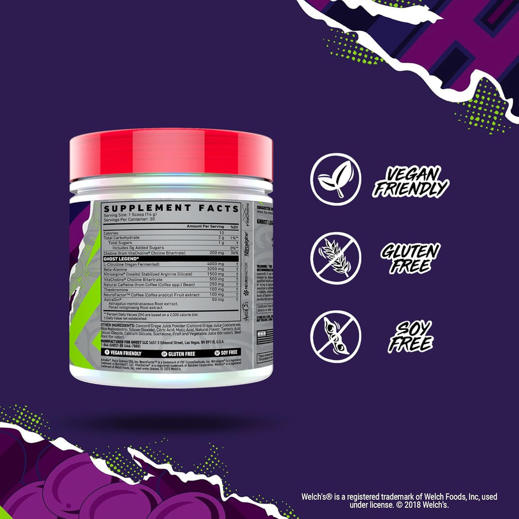 Pre-Workout Powder, Grape - 30 Servings O13931