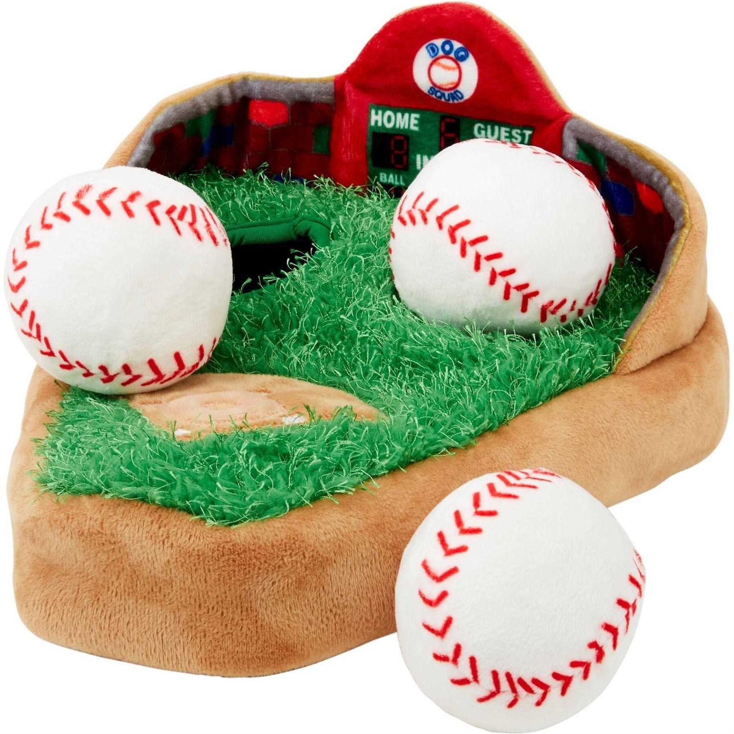 Baseball Hide & Seek Puzzle Plush Squeaky Dog Toy U89062