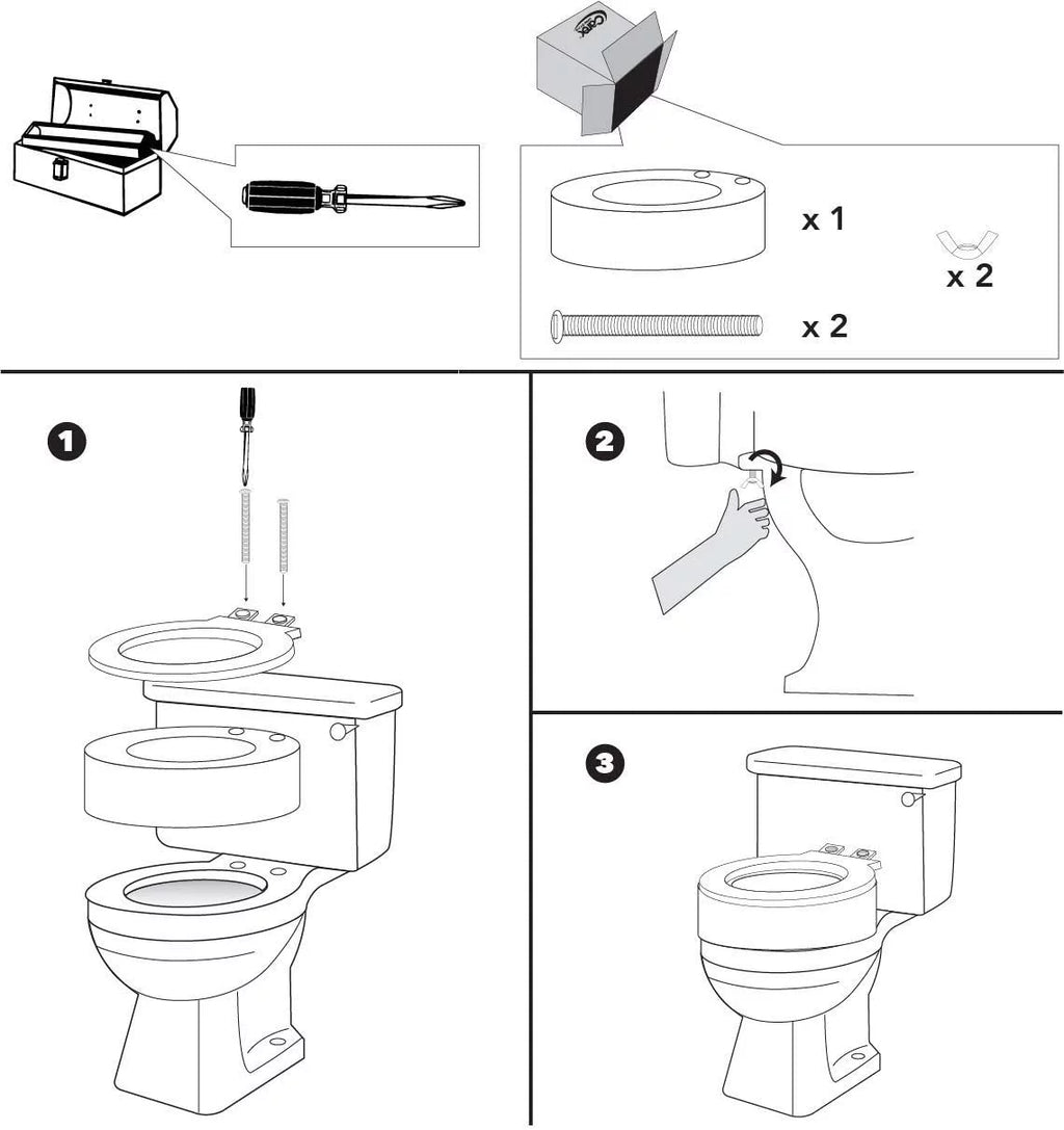 Raised Toilet Seat, White, 300 lb Capacity Q69347