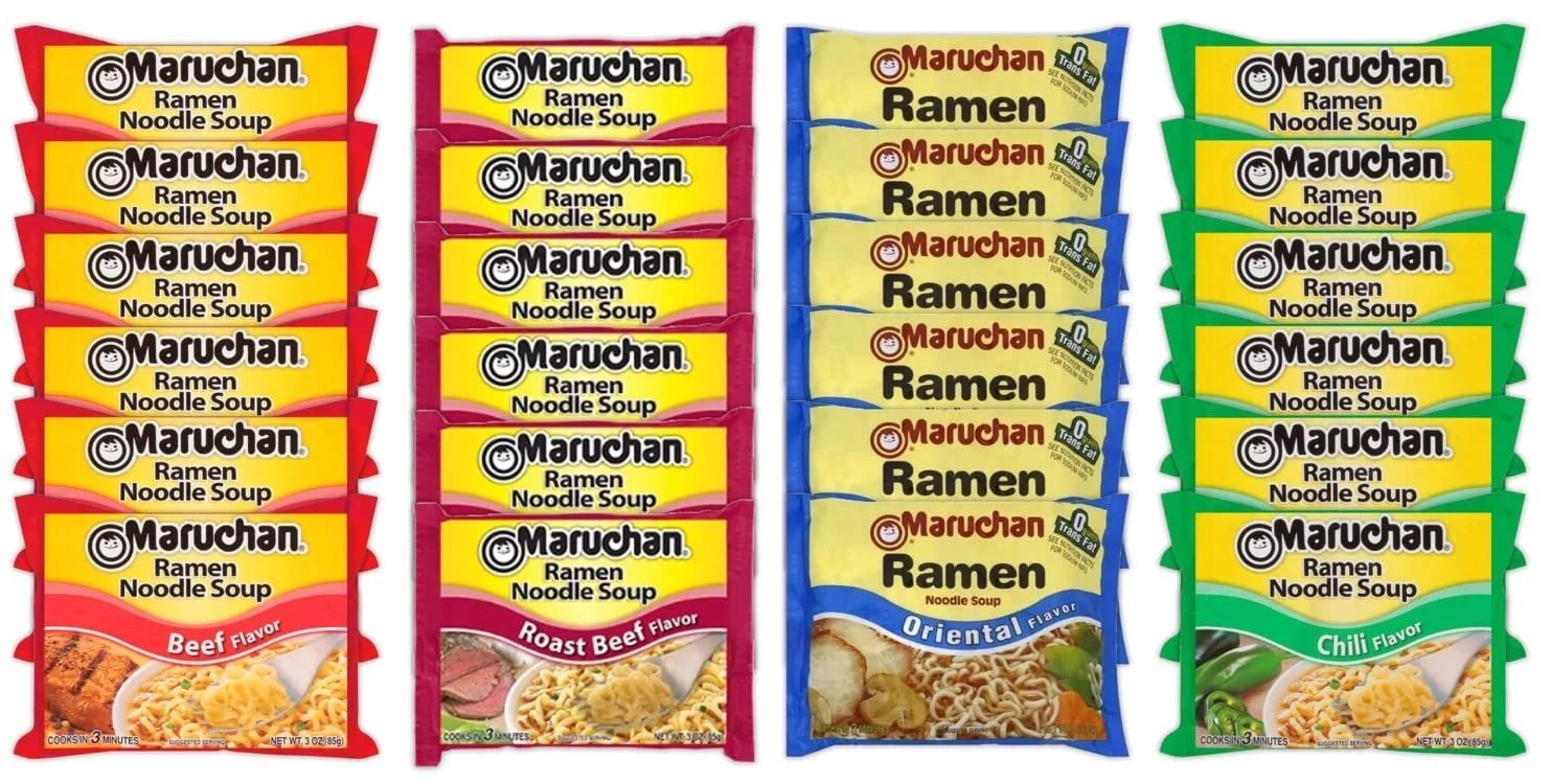 24 Packs Instant Ramen Noodle Soup Variety Mix M445