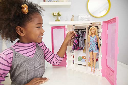 Blonde Fashion Doll & Pink Closet Playset with Clothes & 12 Accessories Z32612