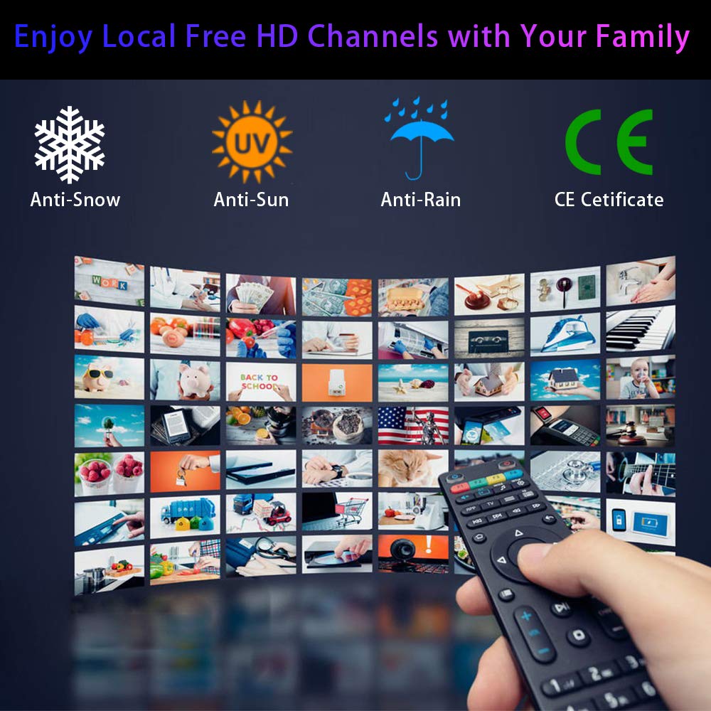 Digital TV Antenna Indoor with Amplifier and Signal Booster, 36ft Coax Cable H7747