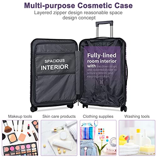 28" Expandable Lightweight ABS+PC Hard Suitcase with TSA Lock (Black) D139