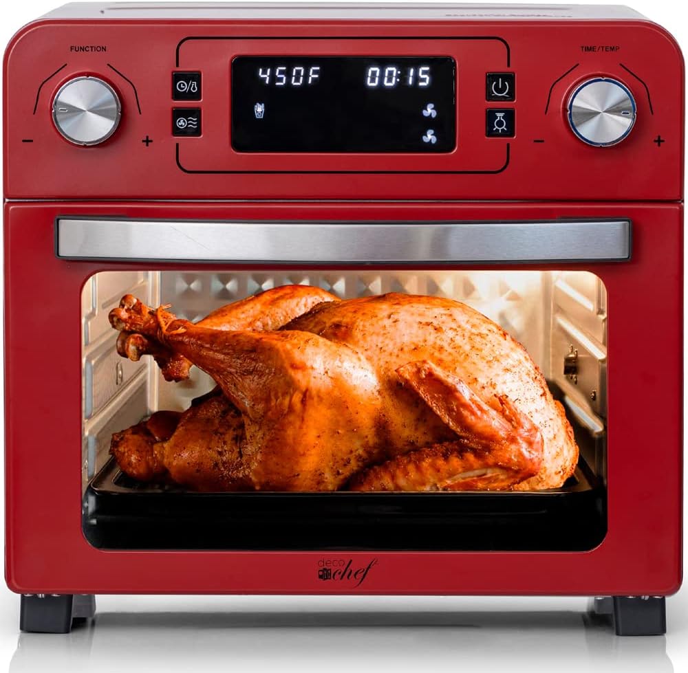 24QT Stainless Steel Countertop Toaster Air Fryer Oven Red L438517