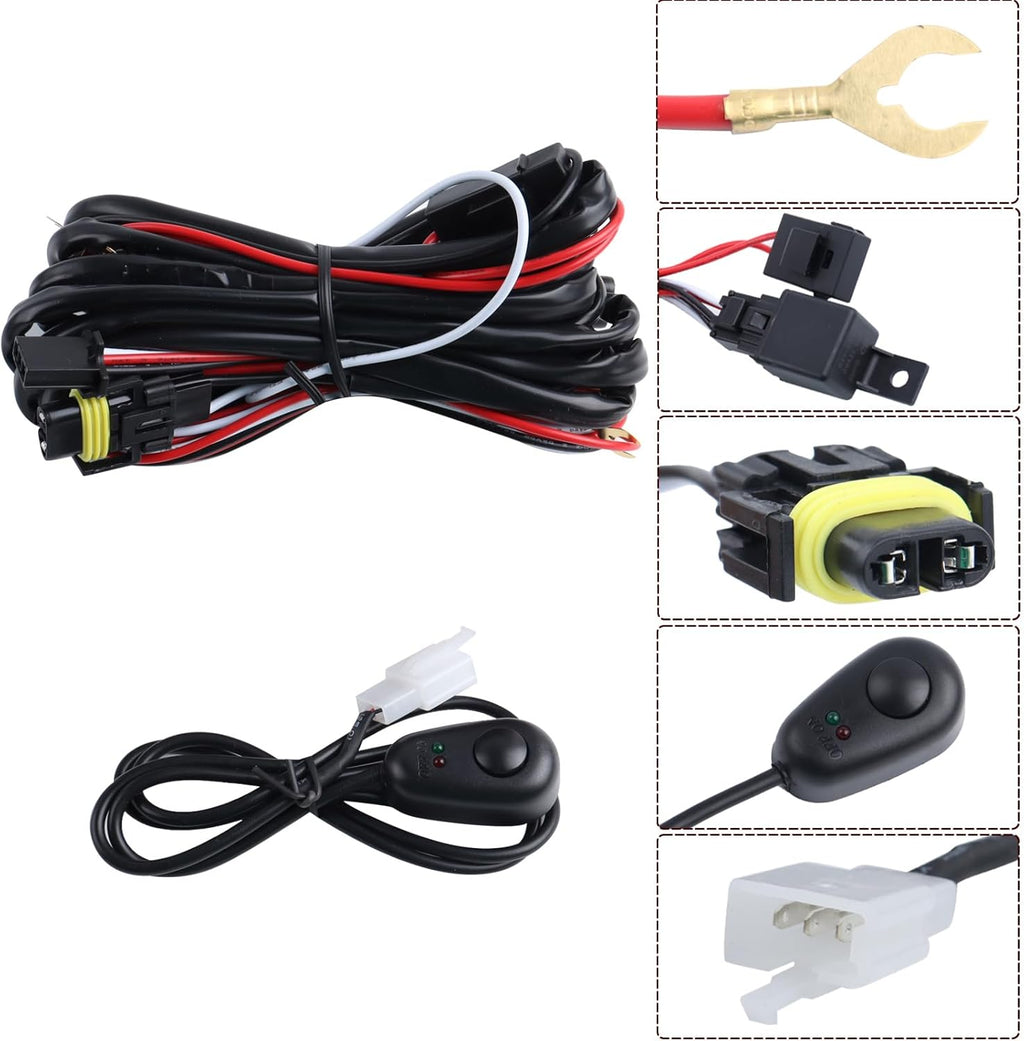 LED Fog Light Set 5pcs Front Bumper Lamp Assembly With Wire Harness Bulbs Cover Bezels E10495