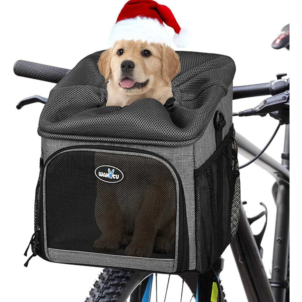 Dog Bike Basket Carrier Pet Bicycle Front Carrier Foldable Removable C155264