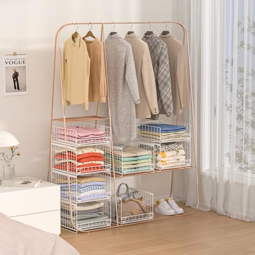 Black 4-tier Sliding Closet Organizers and Drawer Storage Shelves I337